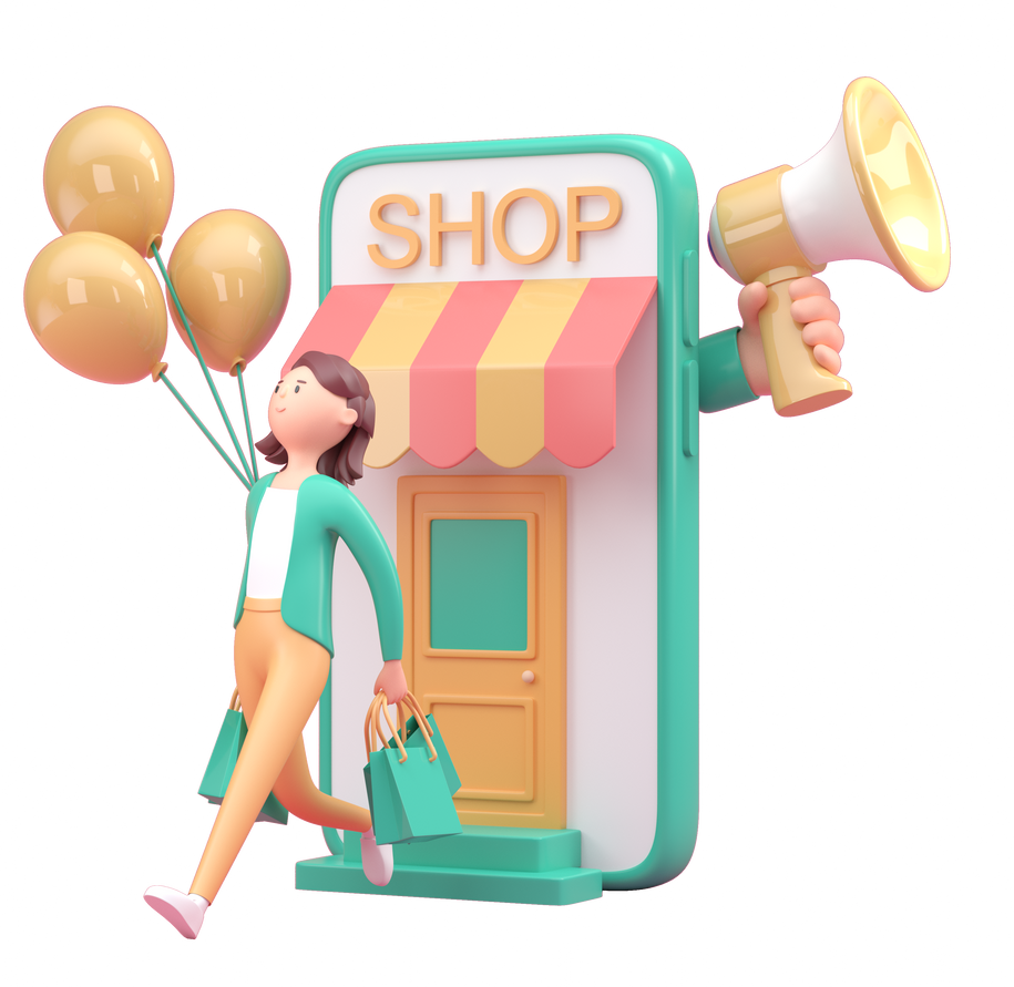 Online Shopping. 3D Render