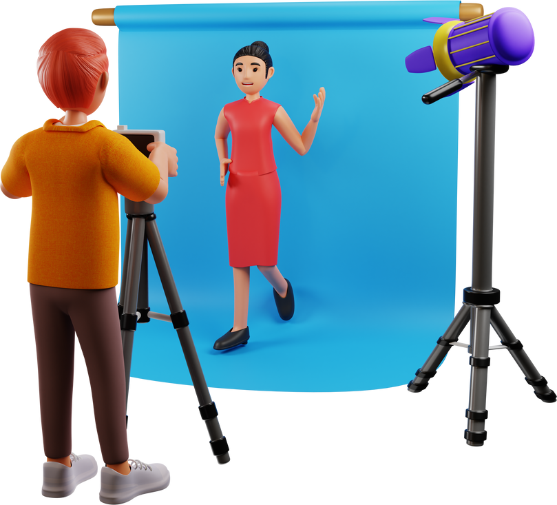 Photographer Take Photos of Model, 3d Character Illustration